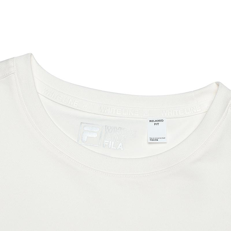 FILA Heritage Series Garden Logo Pattern Printed Knit Short Sleeve T-Shirt Women Tops Light-Beige F11W518102F-IV