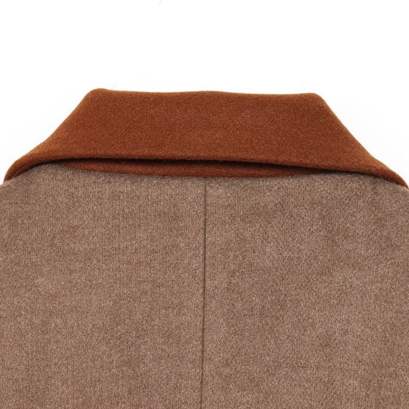 Kaslead New Women Clothes Western Style Fashion Loose Simple and Versatile Patchwork Woolen Patchwork Short Overcoat