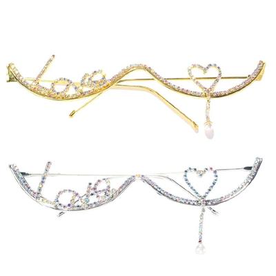 Non Lens Half Glasses Frame Face Jewelry for Party Street Snap Rhinestone Frame
