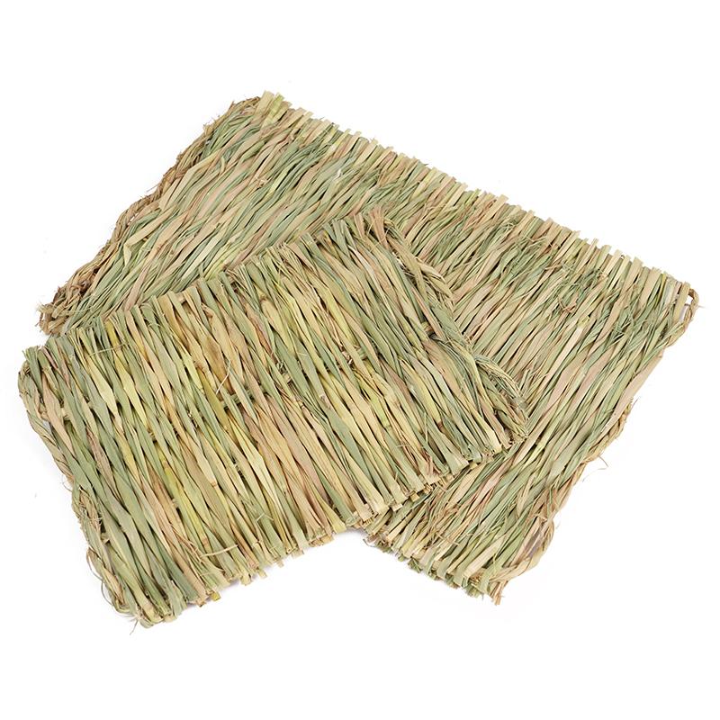 Rabbit Grass Mat Small Animal Bunny Woven Hay Mat Natural Straw Bedding Resting Cage Mat For Guinea Pig Chinchilla Hamster Rat
