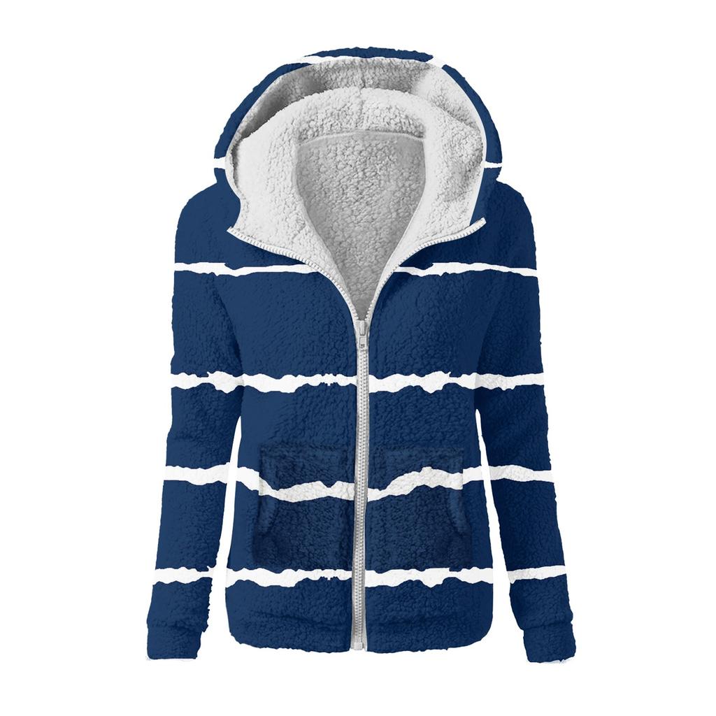 Sweatshirt med løs hette i plysj med glidelåsjakke for kvinner