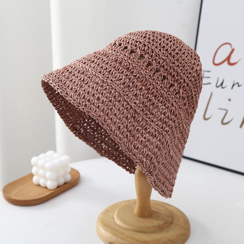 Summer Bucket Hat Straw Hat Versatile Japanese Woven Bucket Hat Beach Sun Protection Hat Women