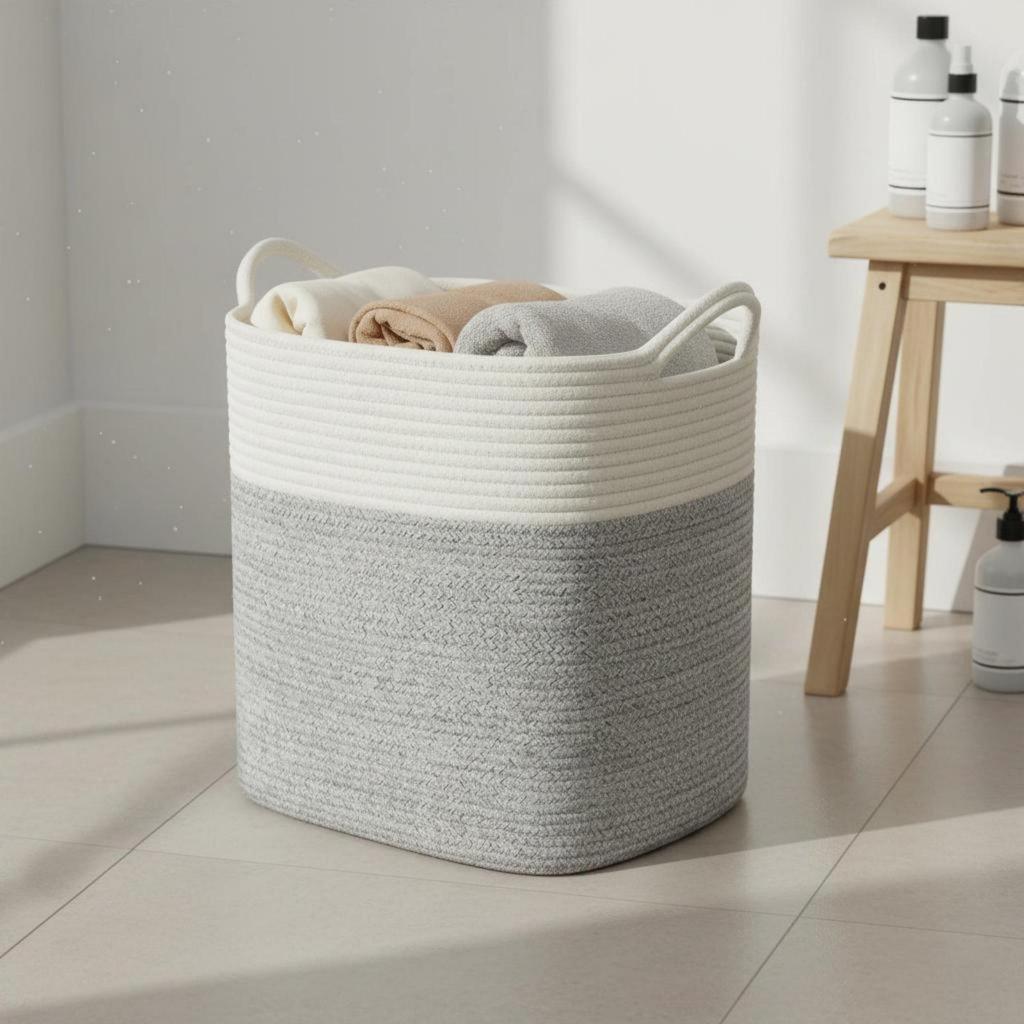Linen Basket Versatile Blanket Basket Lightweight Foldable Hamper for Bedroom, Dorm Room