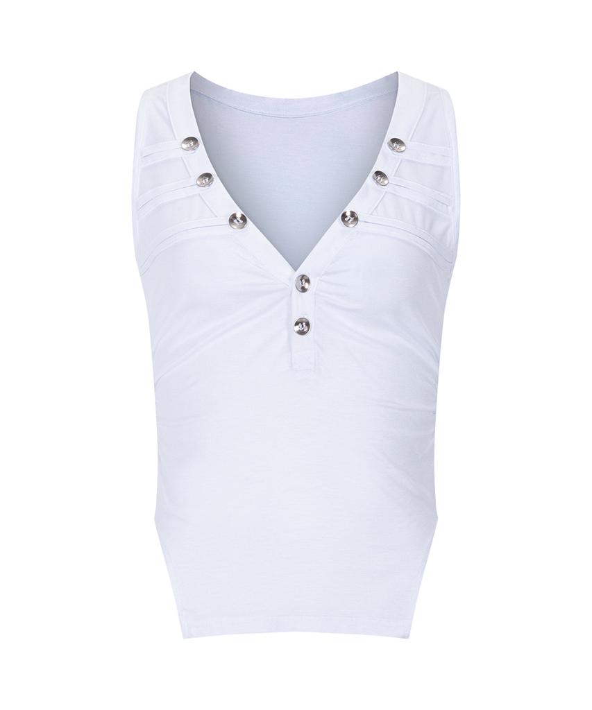 Peullijeunopallou Selby Button Sleeveless Top (White)