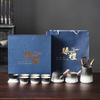 Coarse Pottery/retro Shanhai Side Pot Tea Set Gradual Change Kung Fu Tea Set Business Enterprise Black and White Gradual Change Tea Set/