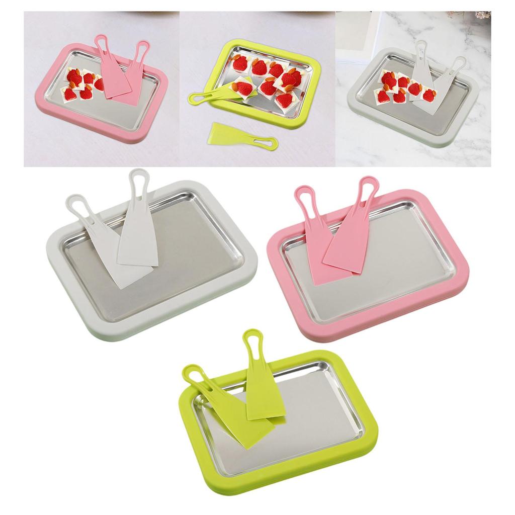 Gerolltes Eis Pfanne Multifunktionelles Küchengeschirr DIY Einfach zu bedienen mit 2 Spateln für Sorbets Softeis Gelato Gefrorener Joghurt