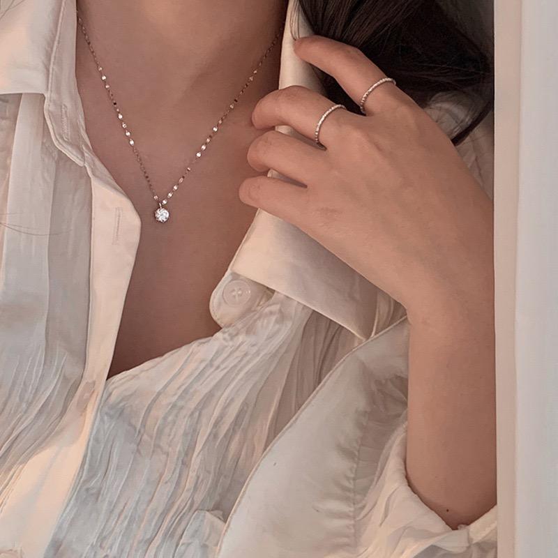 New Fine 925 Sterling Silver Zircon Pendant Necklace Women Shiny Clavicle Chain Jewelery for Women and Girls Party Gifts