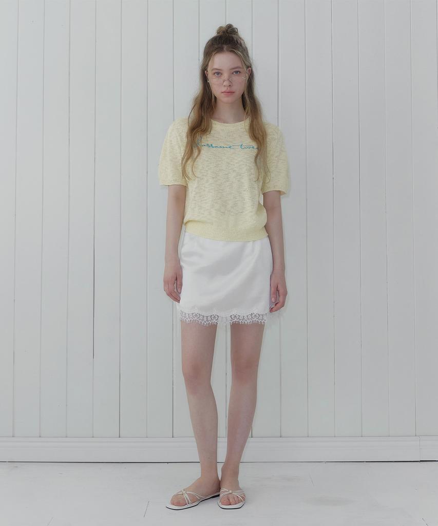 Teuwi Poeti Big Lettering Embroidered Short Sleeve Knit