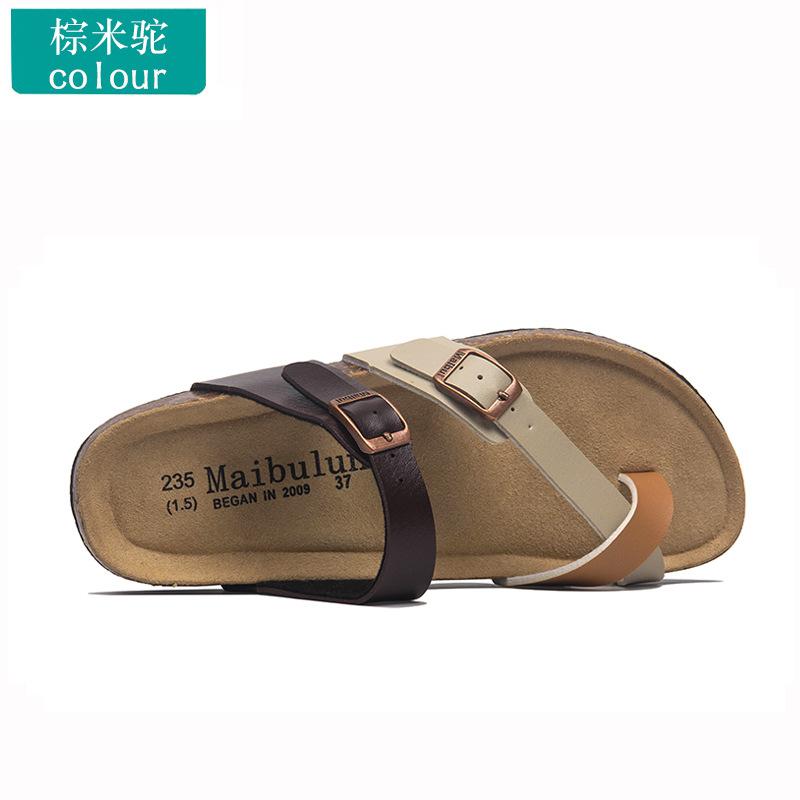 Fashion Low-top cork beach flip-flops beaded couple beach flip-flops soft heel flat slippers women summer unisex slippers