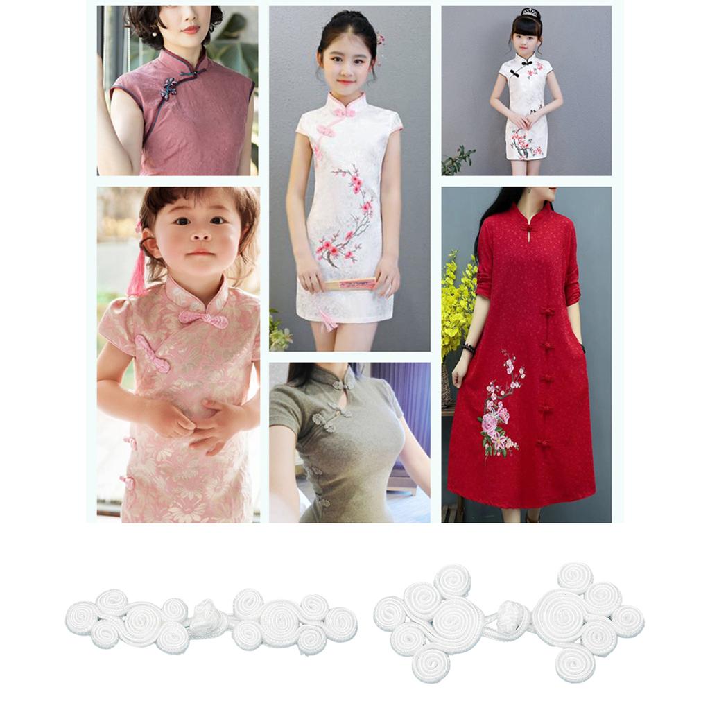 Chinese Traditional Button Sewing Crafted Buttons Sew On for Handcraft Cheongsam Embellishment White