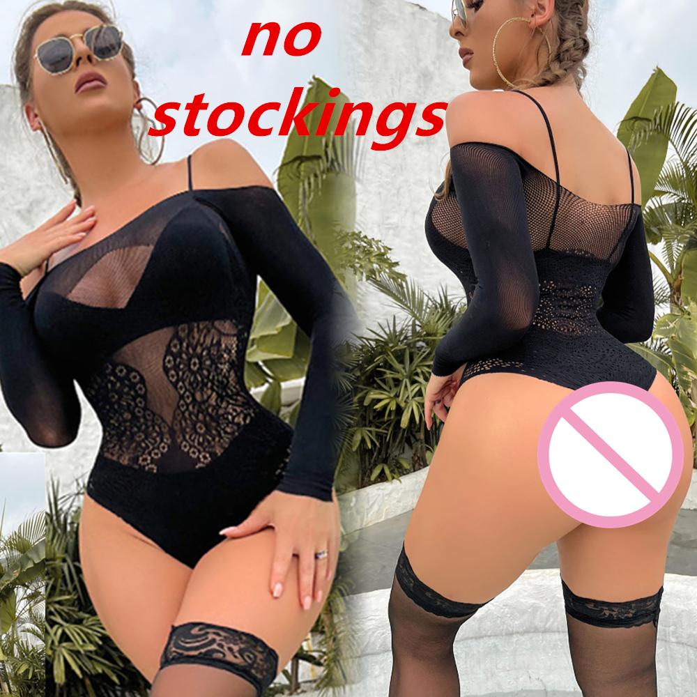 Women Sexy Mesh Bodysuit Shapewear Lingerie Outfit Erotic Fishnet Hollow Out Transparent Slim Mini Underwear Suit Costume