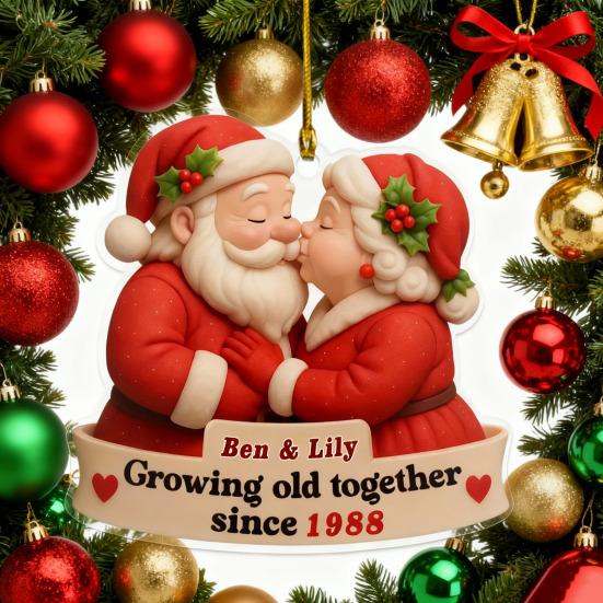 Yousheng Xmas Tree Hanging Pendant Growing Old Together Since 2025 Personalized Acrylic Christmas Ornament Santa Couple Decoration