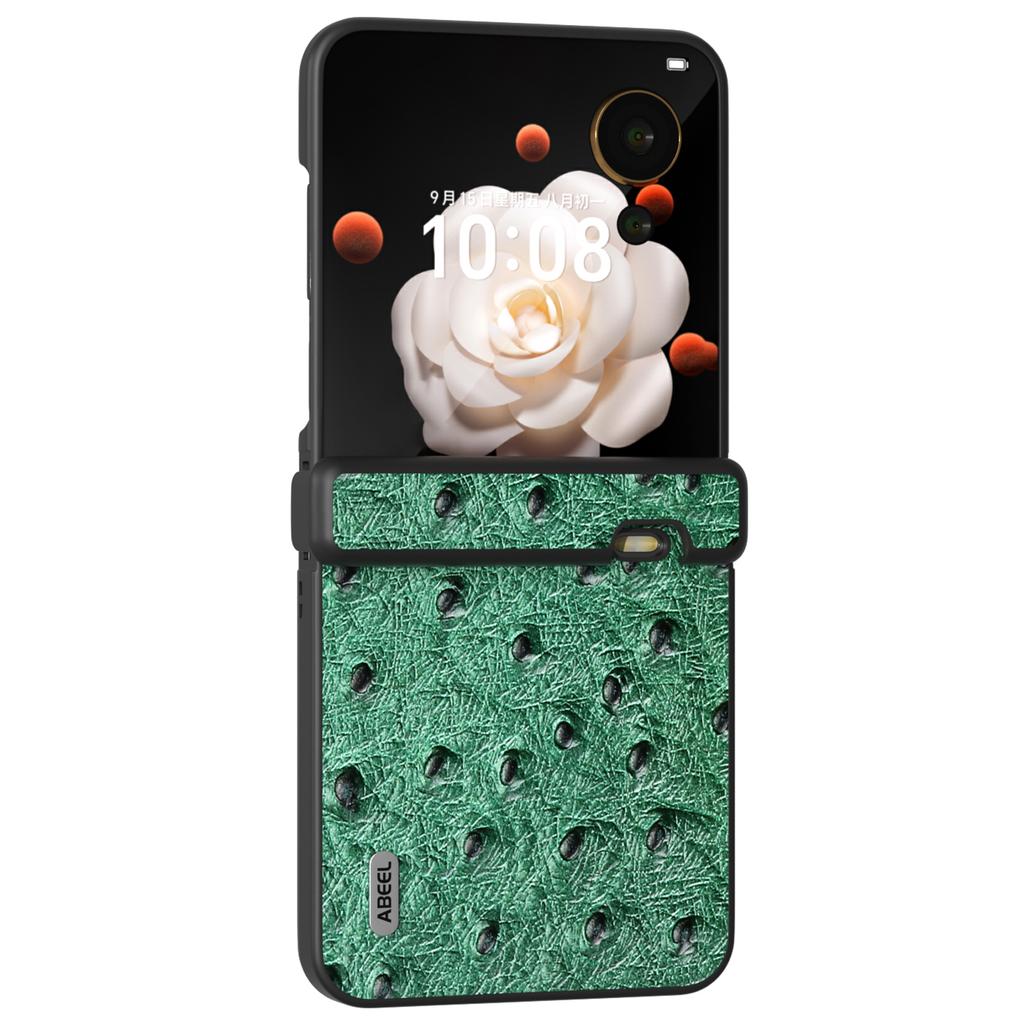 Für Honor Magic V Flip 5G Hülle Scharnierdesign Echtes Rindsleder+PC Handyhülle