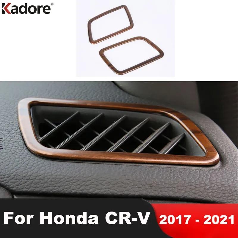 Car Front Upper Air Condition Vent Outlet Cover Trim For Honda CRV CR-V 2017 2018 Wood Grain Interior Accessories