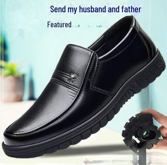 

Мужские весенние повседневные туфли из натуральной кожи - мягкая подошва для пап среднего и пожилого возраста 528 Cowhide Leather, Size 43