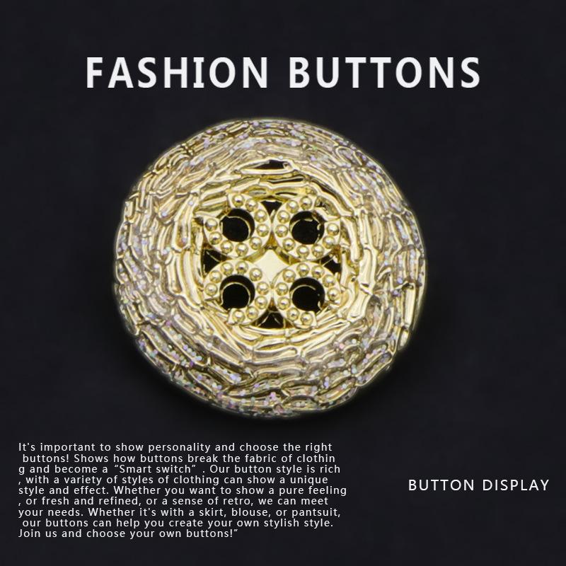 Metal Round Coat Buttons High-End Small Fragrant Women'S Sweater Cardigan Exquisite Clothes Gold Buttons Daquan