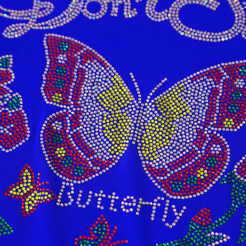 New European Women's Clothes Luxury Elegant T-Shirt Sexy Shiny Butterfly Hot Diamonds Mesh Top Tees Blouse