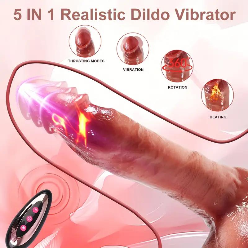 Big Vibrating Thrusting Dildo For Women Remote Control Suction Cup Realistic Penis Automatic Telescopic Rotating Heated Sex Toys