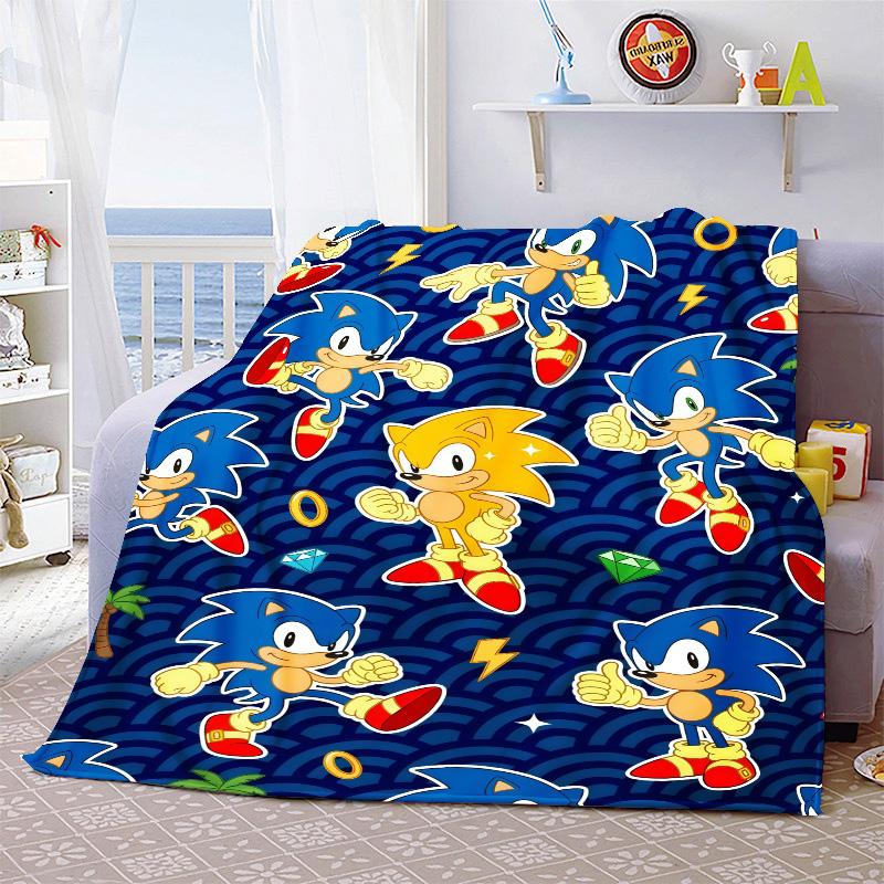 Sonic Soft Flannel Blanket Warm Throw Cozy Lightweight Blanket for Sofa Bed Home Decoration -QJY