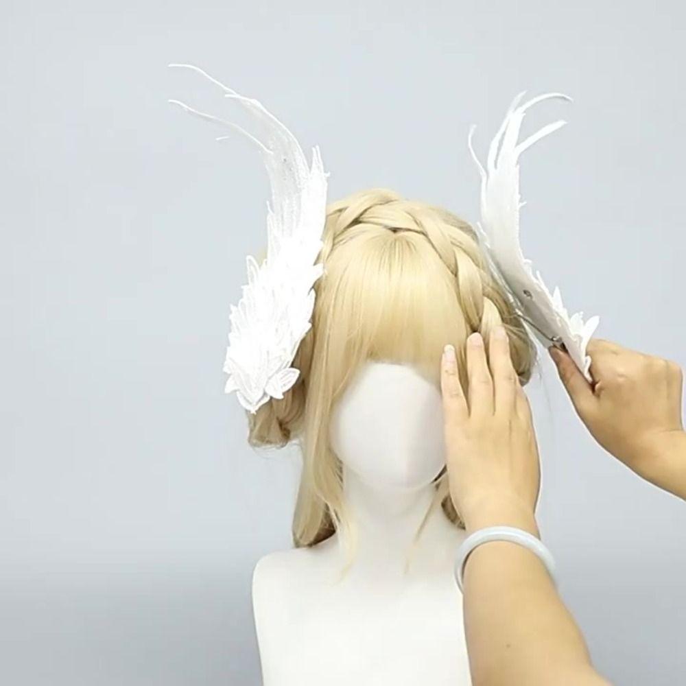 Sweet Feather Embroidery Edge Clip Cosplay Wings Hairpin Harajuku Lolita Hair Clip  Women