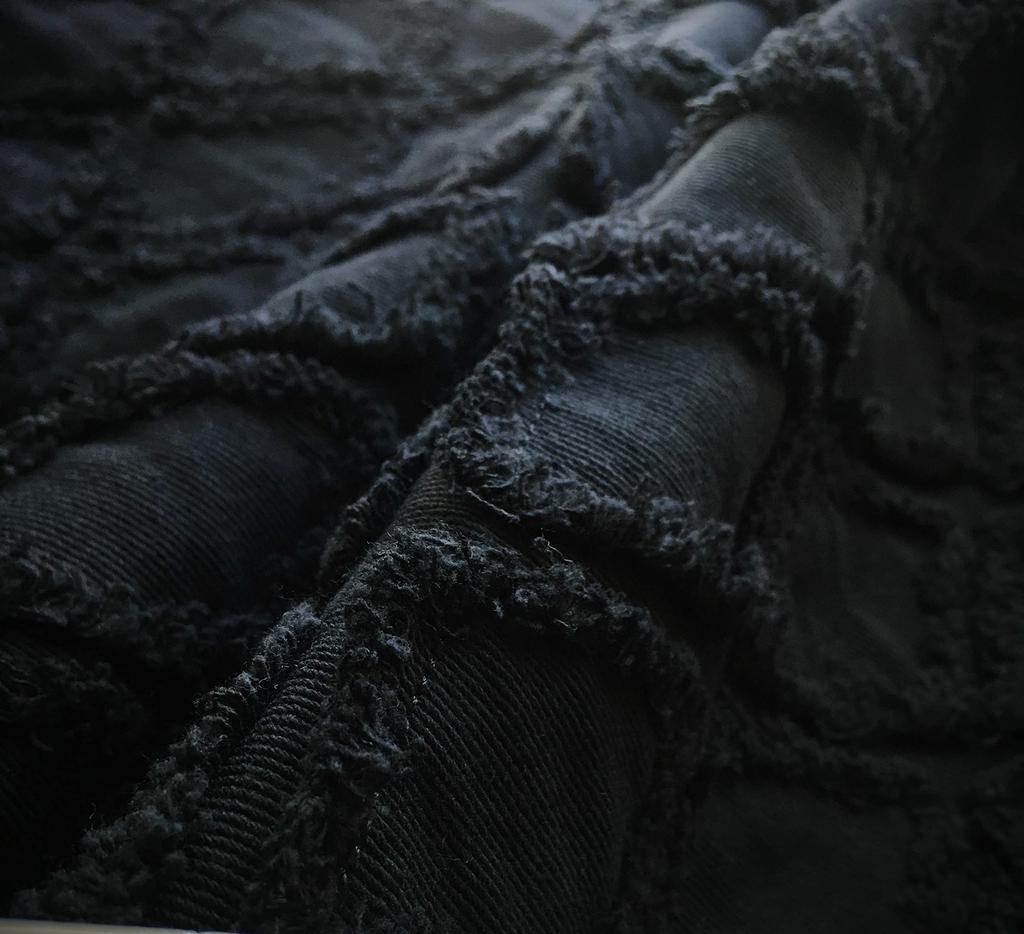 Fringe Diamond Denim Handmade Denim Thin Cotton Denim 1m Fabric, Remnants, Fabric, (Perfect Black)