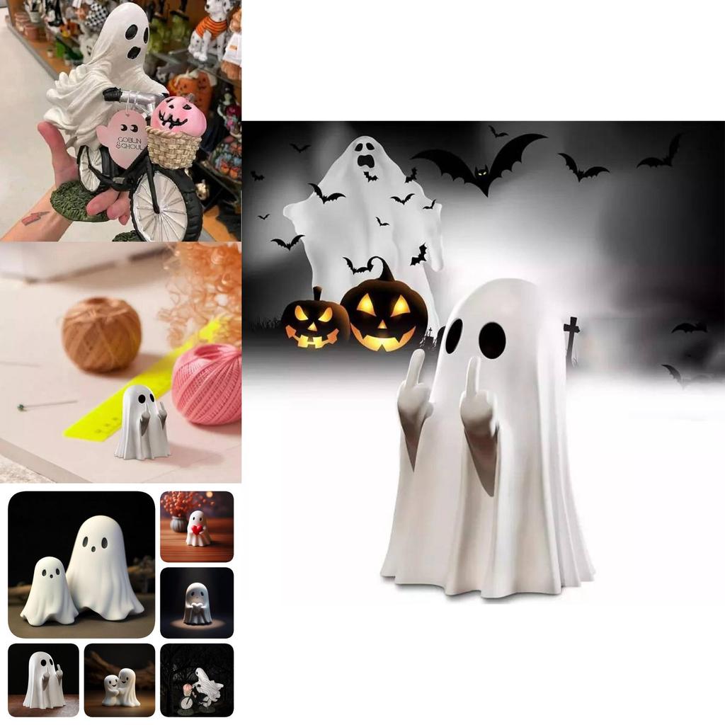 Adorable Halloween Ghost Figurine Set For Charming Home Office And Garden Decor
