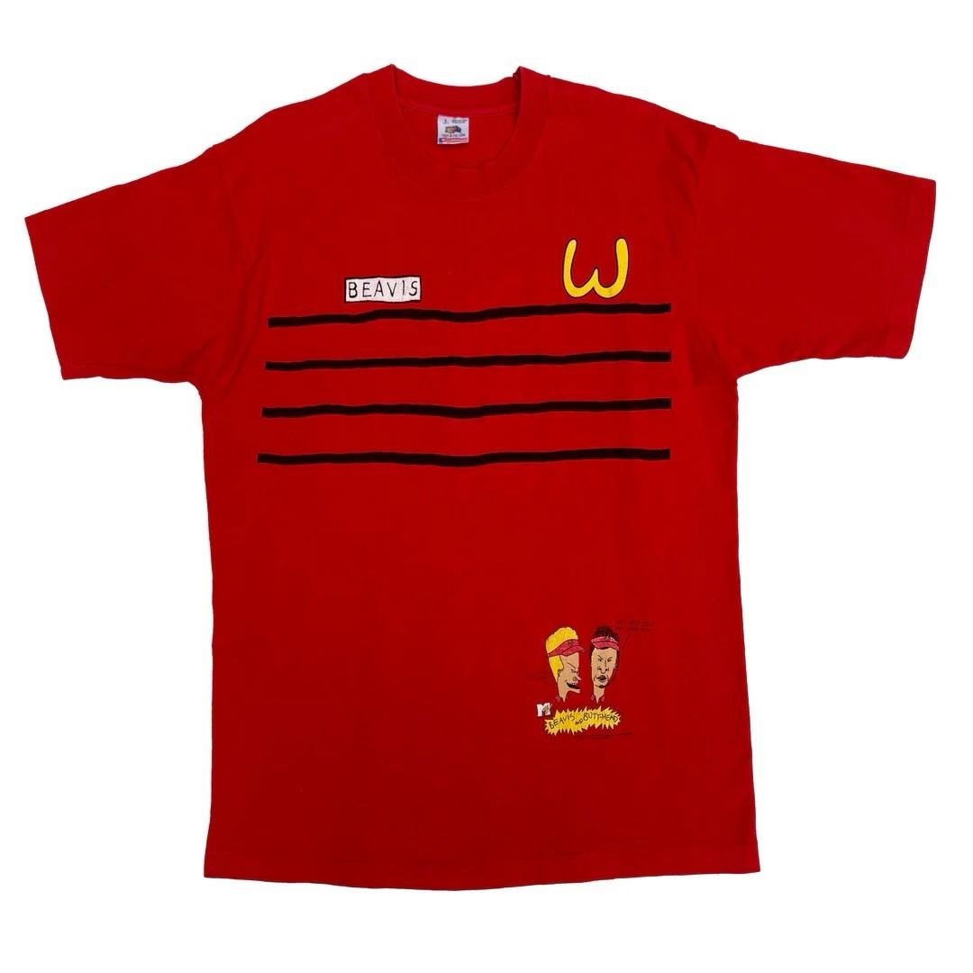 Beavis & Butthead 1990 90s Vintage MTV USA Made Burger World Red Unisex T-Shirt S