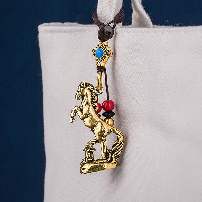 Vintage bronzové figurky koně zvěrokruhu mosazné zvířecí figurky přívěsek klíčenka přívěsek