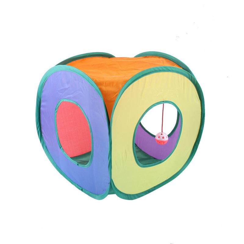 Rainbow Three-Way Foldable Cat Tunnel Toy