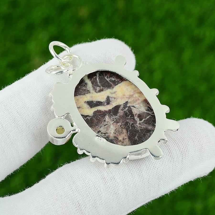 Natural Coconut Jasper Gemstone Pendant 925 Sterling Silver Jewelry For Women
