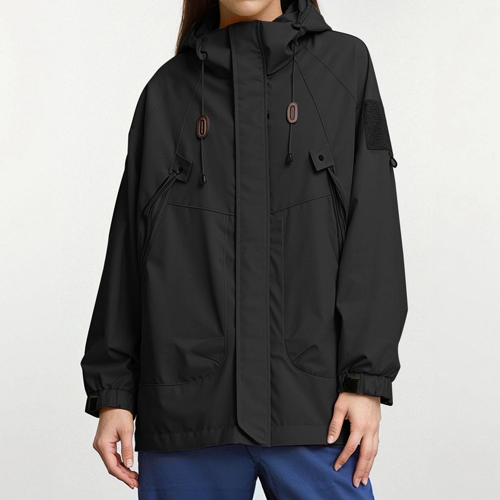 Rain Jacket For Women Lightweight Waterproof Windbreaker Loose Fit Raincoat Hiking Outfits With Hood Plus Size