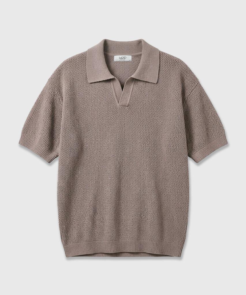 LMOOD Braided Pk Collar Half Sleeve Knit ( 3 Colors )