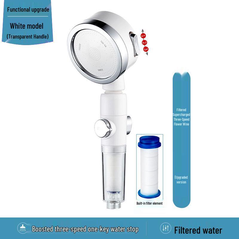 Triple-Mode Handheld Shower Head with Pressure Boost & Water Purification Filter