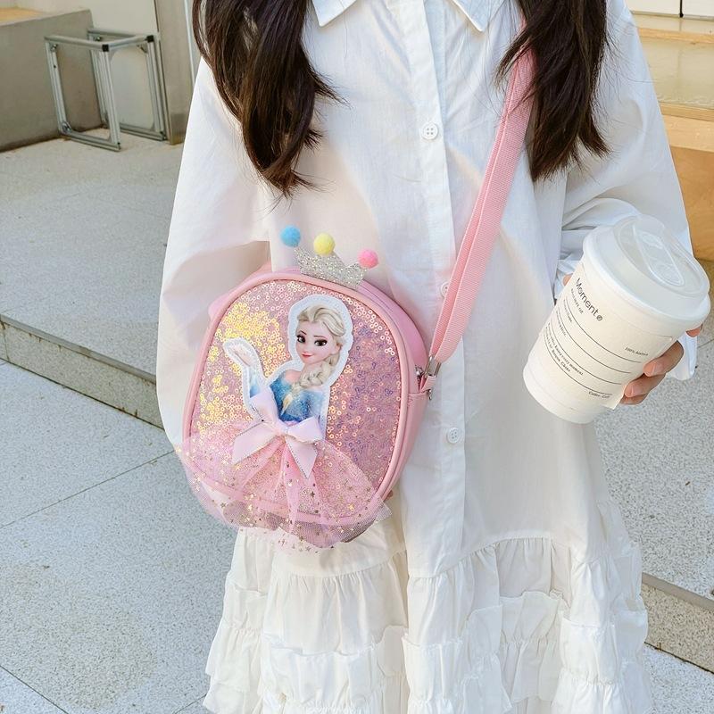 Children's Bag Cute Princess Bag Sequined PU Bag Children's Shoulder Bag Messenger Bag Bag Little Princess Portable Girl