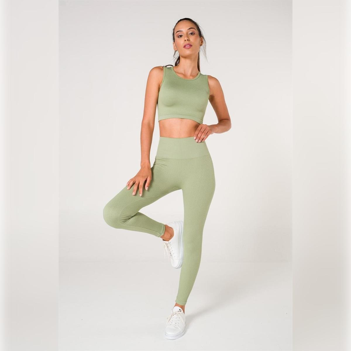 

Ribbed Seamless Sculpting Leggings XS/S зелений