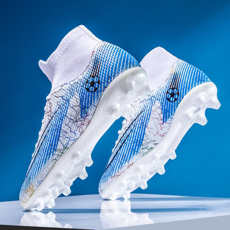 Football shoes, men's high-top AG long nails TF broken nails, sports competition training shoes, artificial grass, football shoes, men's socks