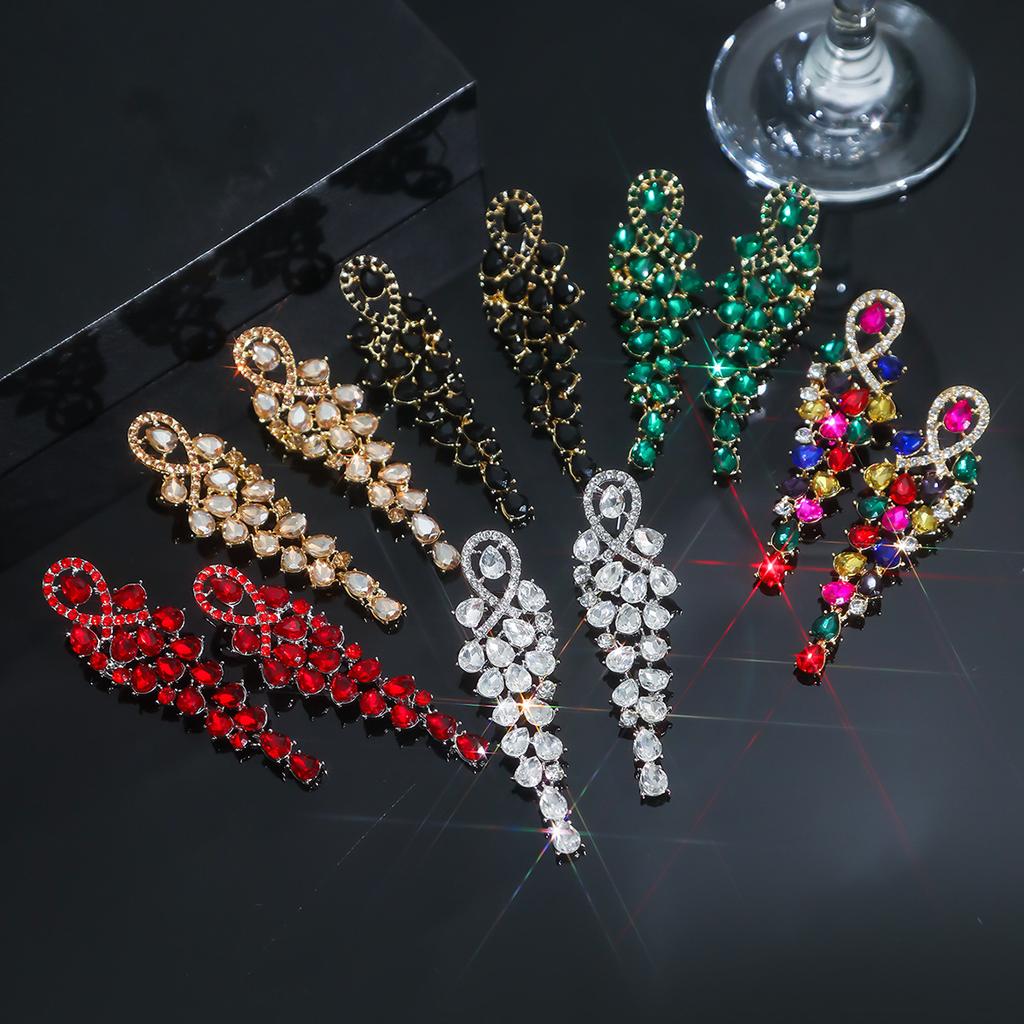 Fashion Source, Stained Glass Rhinestone Earrings Women, Exaggerated Shiny Earrings Earrings