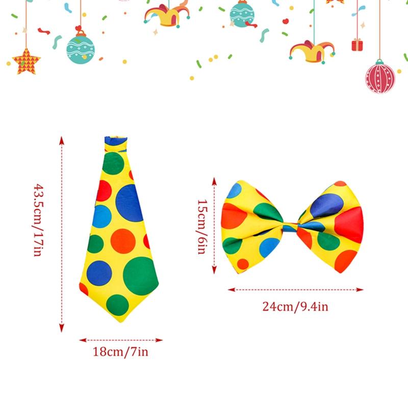 Colorful Polka Dot Print Circus Carnival Clown Props Tie Bow Tie Wigs Hat Headgear Halloween Party Cosplay Funny Joker Costume