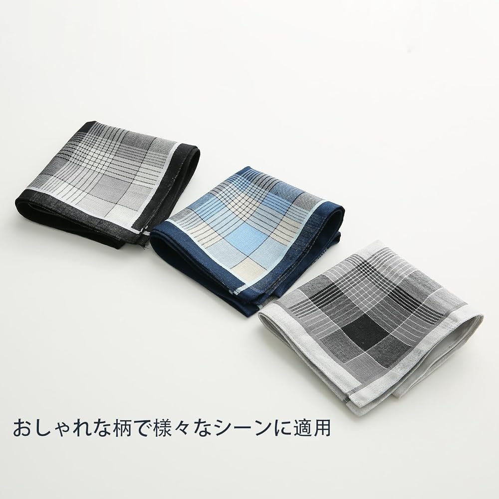 DsHome Men's Handkerchief 100% Cotton 3-Piece Set Thin Quick-Dry Absorbent 42×42cm