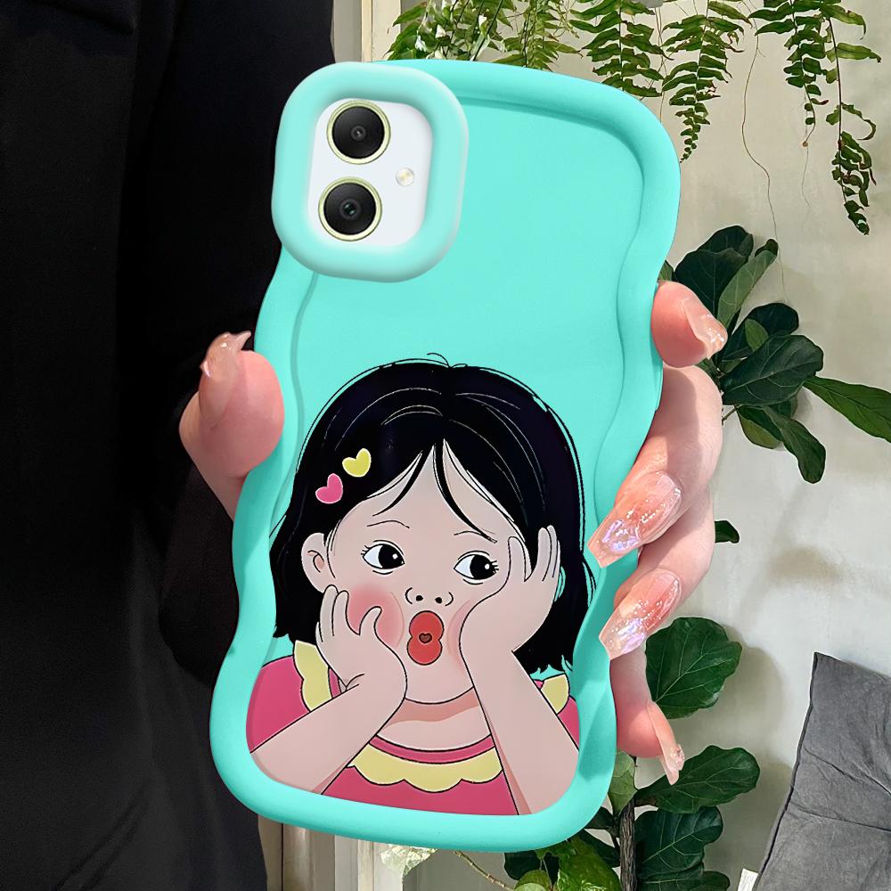 Cute Girl Soft Phone Cover for Samsung Galaxy A52 A73 A12 S24 Ultra 5G S23 S22 S21 S20 FE Wave Edge Shockproof Protective Rubber Case