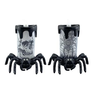 Glowing Skull Spiders LED Lamp for Halloween Decorations Indoor Outdoors Haunted House Themes Candle Light