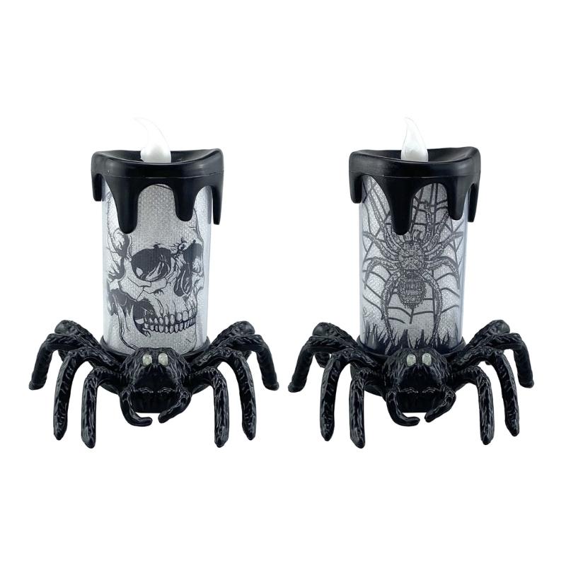 

Glowing Skull Spiders LED Lamp for Halloween Decorations Indoor Outdoors Haunted House Themes Candle Light 1