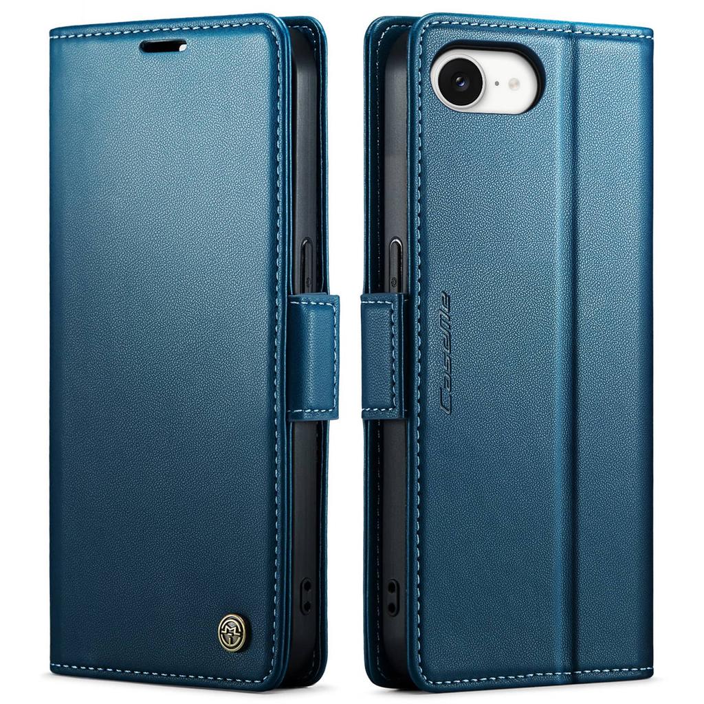 For iPhone 17e/16e Case With Card Holder, Wallet Case with RFID Blocking, Durable Leather Kickstand Magnetic Clasp Shockproof