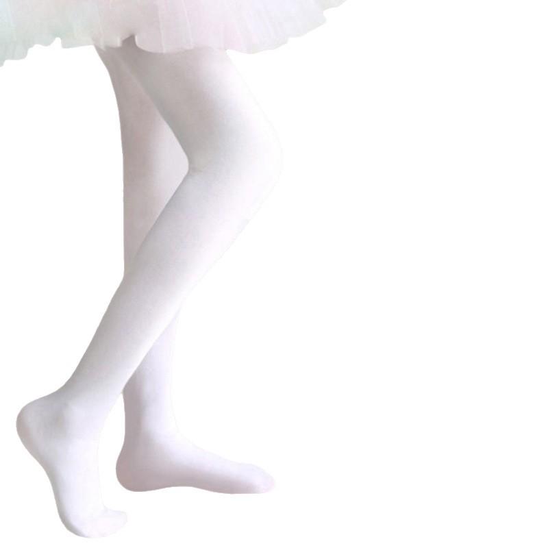 Girls' 800D Anti-Pilling White Dance Tights - Velvet-Enhanced, Thick Warm Base Layer for Autumn/Winter