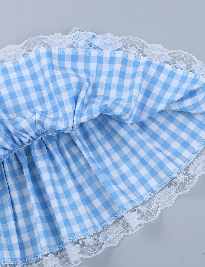 Adult Men Women Short Skirts Lace Hem Pleated Mini Skirt Sissy Underwear Sleepwear