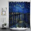 Van Gogh Painting Waterproof Anti-mildew Shower Curtain No Punch Printed Bathroom  Sanitary Towel Bath Partition