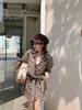 Women's Retro Lattice Long-Sleeve Shirt Set with Straps - New Autumn 2025 Casual Slimming Cardigan