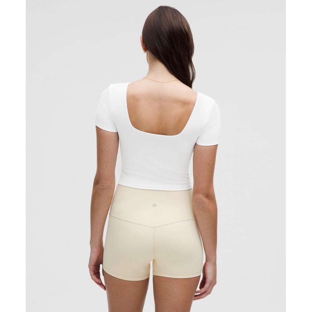 Lululemon WUnder Under SmooThcover Square Neck T shirT whiTe