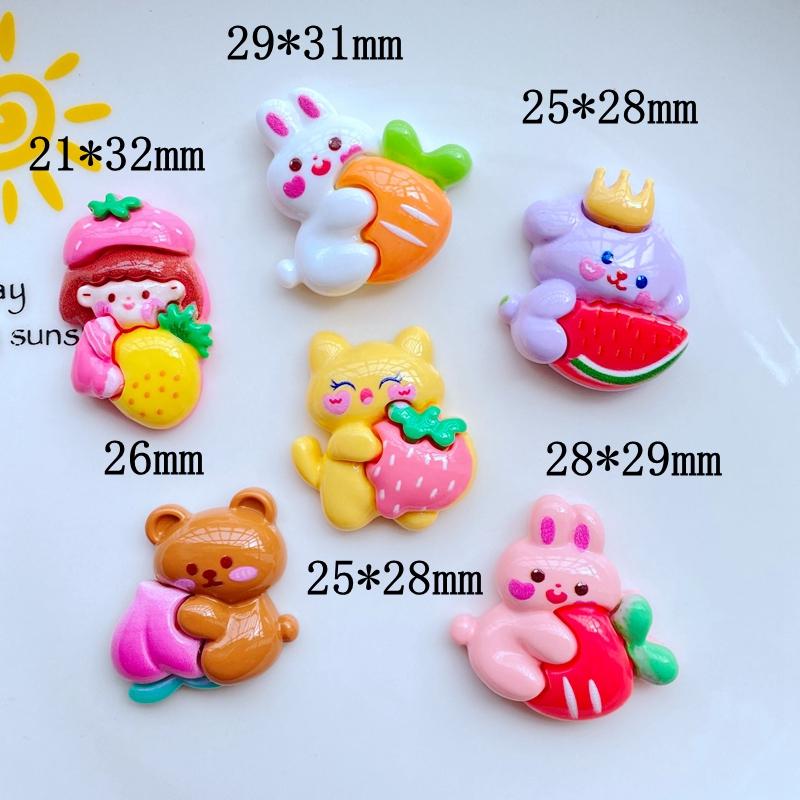 10 Stück Neu Mini Niedlich Cartoon Hase Hund Bär Obst Serie Flache Rückseite Harz Scrapbooking DIY Schmuck Bastel Dekoration Zubehör