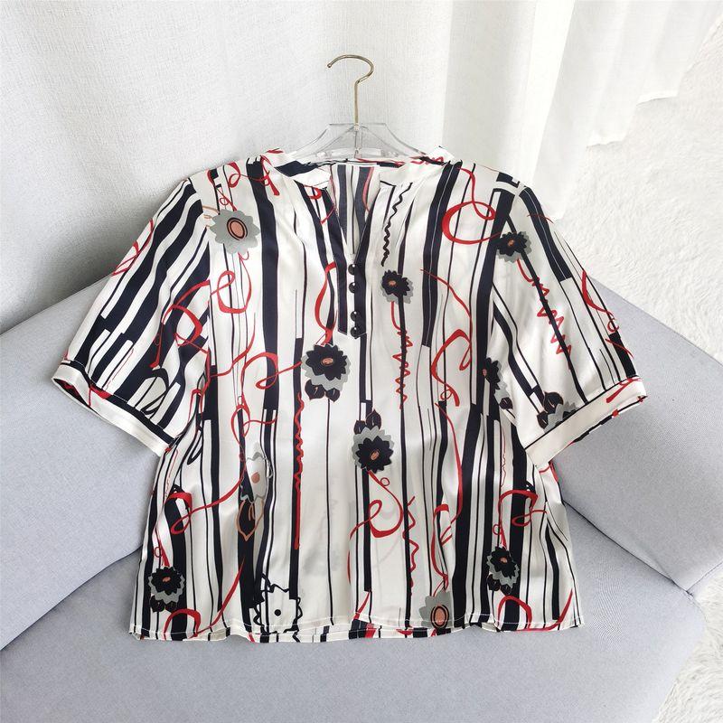 Silk Top Women's Mulberry Silk Short Sleeve T-Shirt Summer Wear New Arrival Plus Size Temperament Middle-Aged Ladieswear Western Style Small Shirt